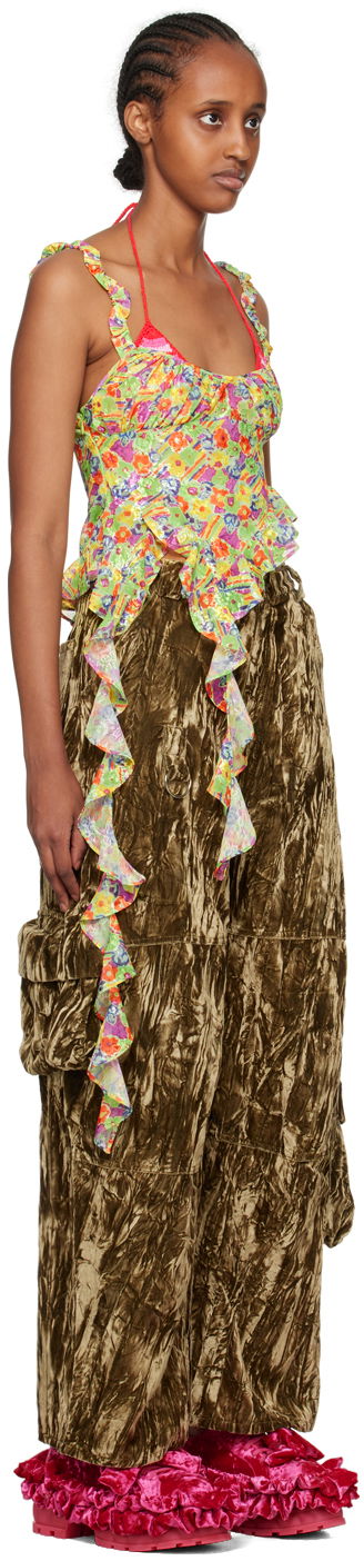 Карго панталони Collina Strada Collina Strada Wisteria Floral Print Tank Top Кафяво | XX3214 DEADSTOCK LACE, 1