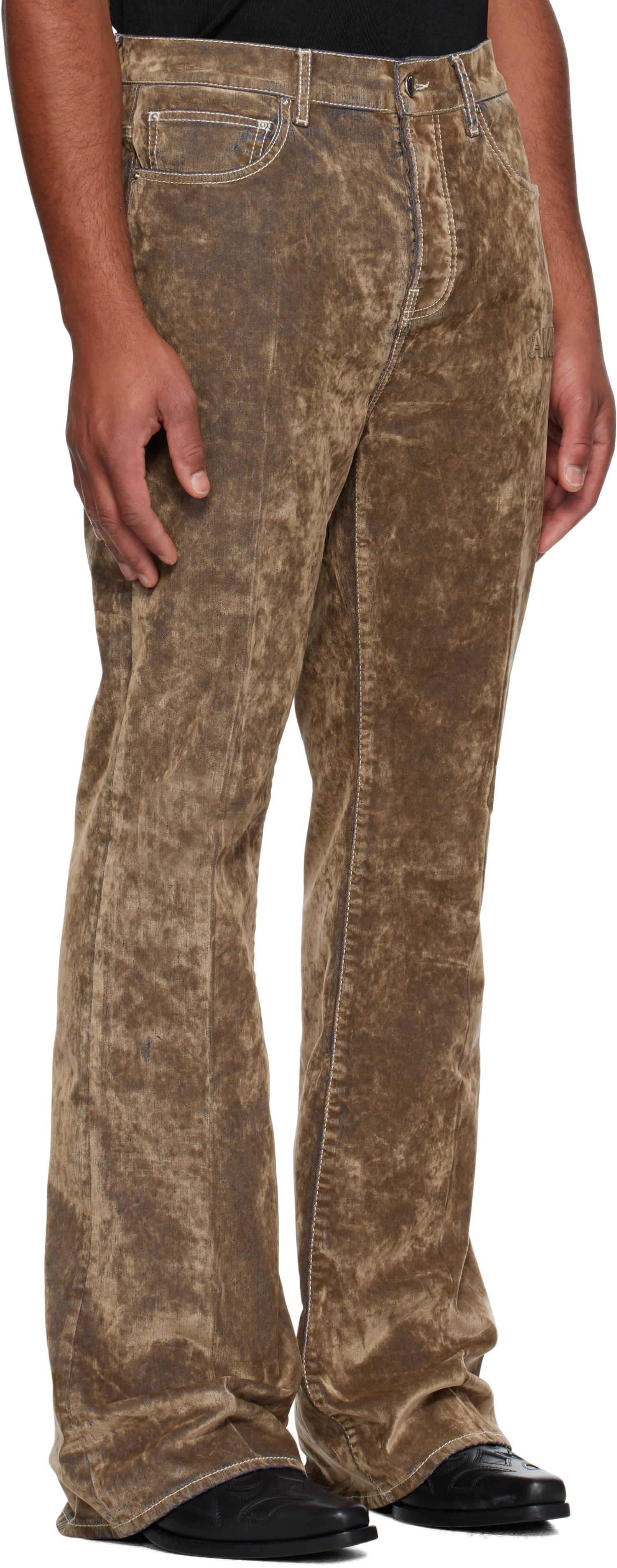 Дънки AMIRI AMIRI Velvet Flare Jeans Кафяво | AMDNFR1027, 1