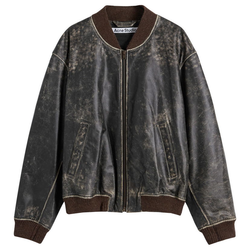 Яке бомбър Acne Studios Leather Bomber Jacket Черно | B70151-900