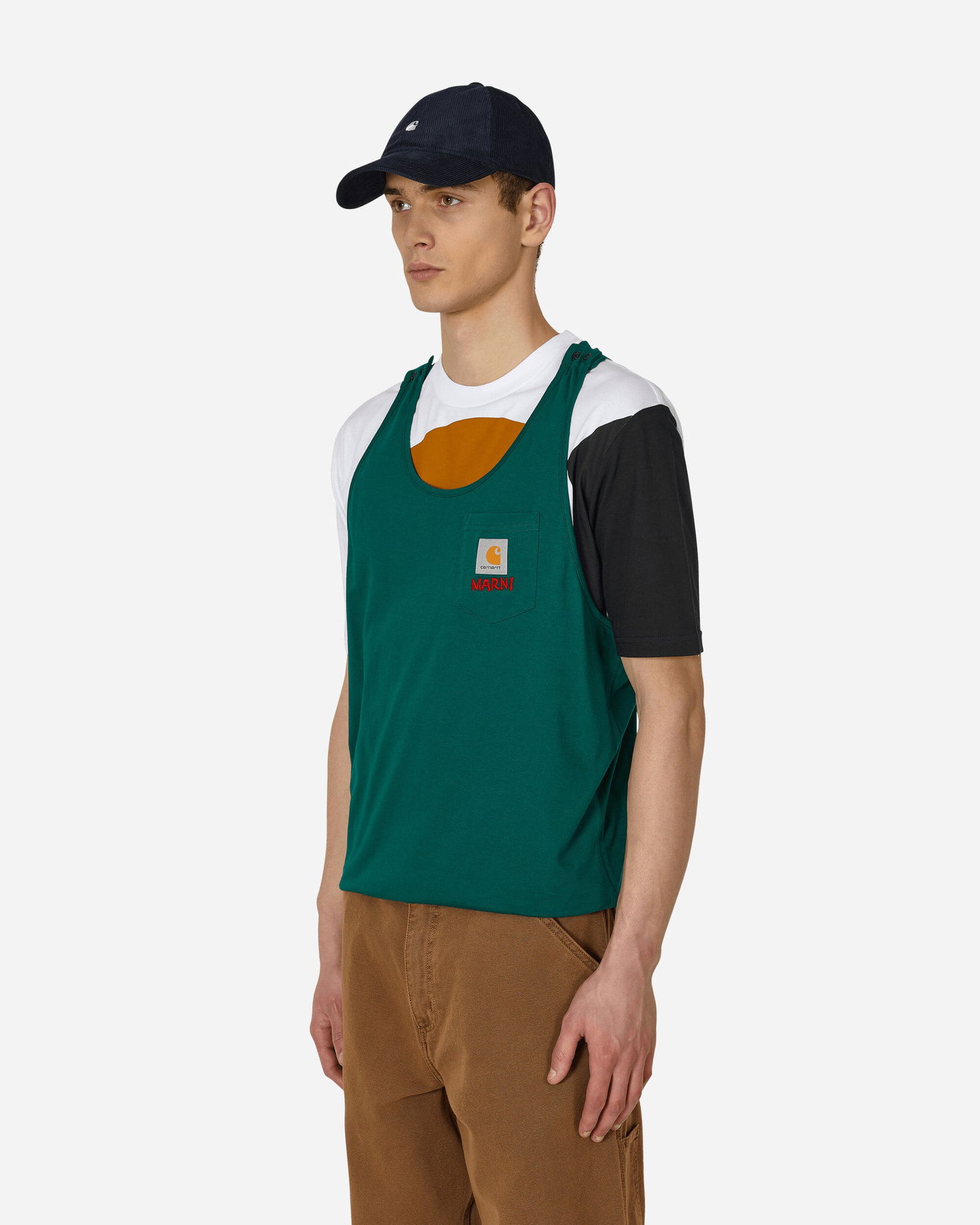 Тениска Marni Carhartt WIP x Pocket T-Shirt Зелено | HUMU031305UTX003 MLV66, 1