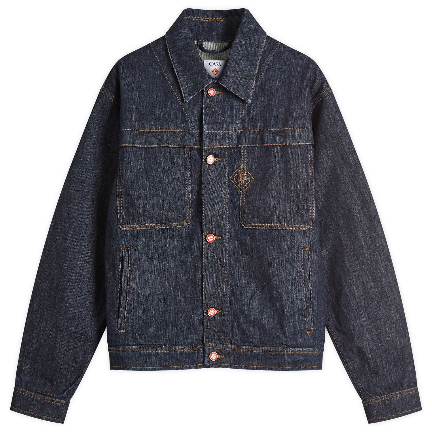 Яке Casablanca Casablanca Embroidered Monogram Denim Jacket, Size Large Синьо | MPF25-JK-401-01, 1