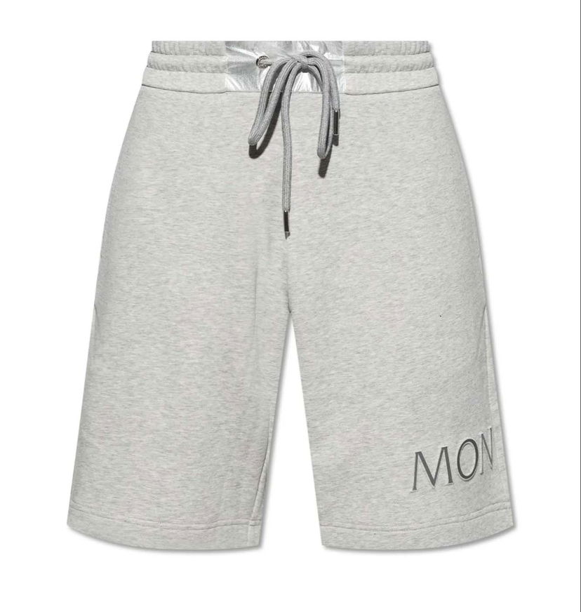 Къси панталони Moncler Logo Embroidered Drawstring Shorts Сиво | i20918h0000189a2l 986