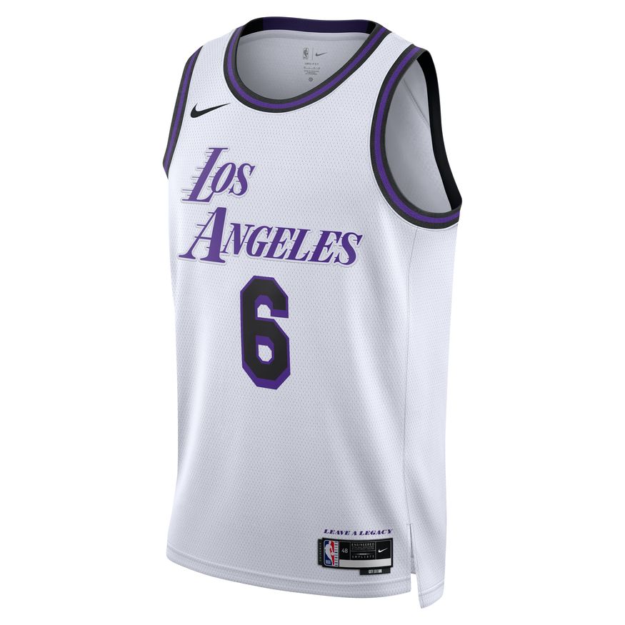 Фланелка Nike Dri-FIT NBA LeBron James Los Angeles Lakers City Edition 2022 Swingman Jersey Бяло | DO9597-101, 0