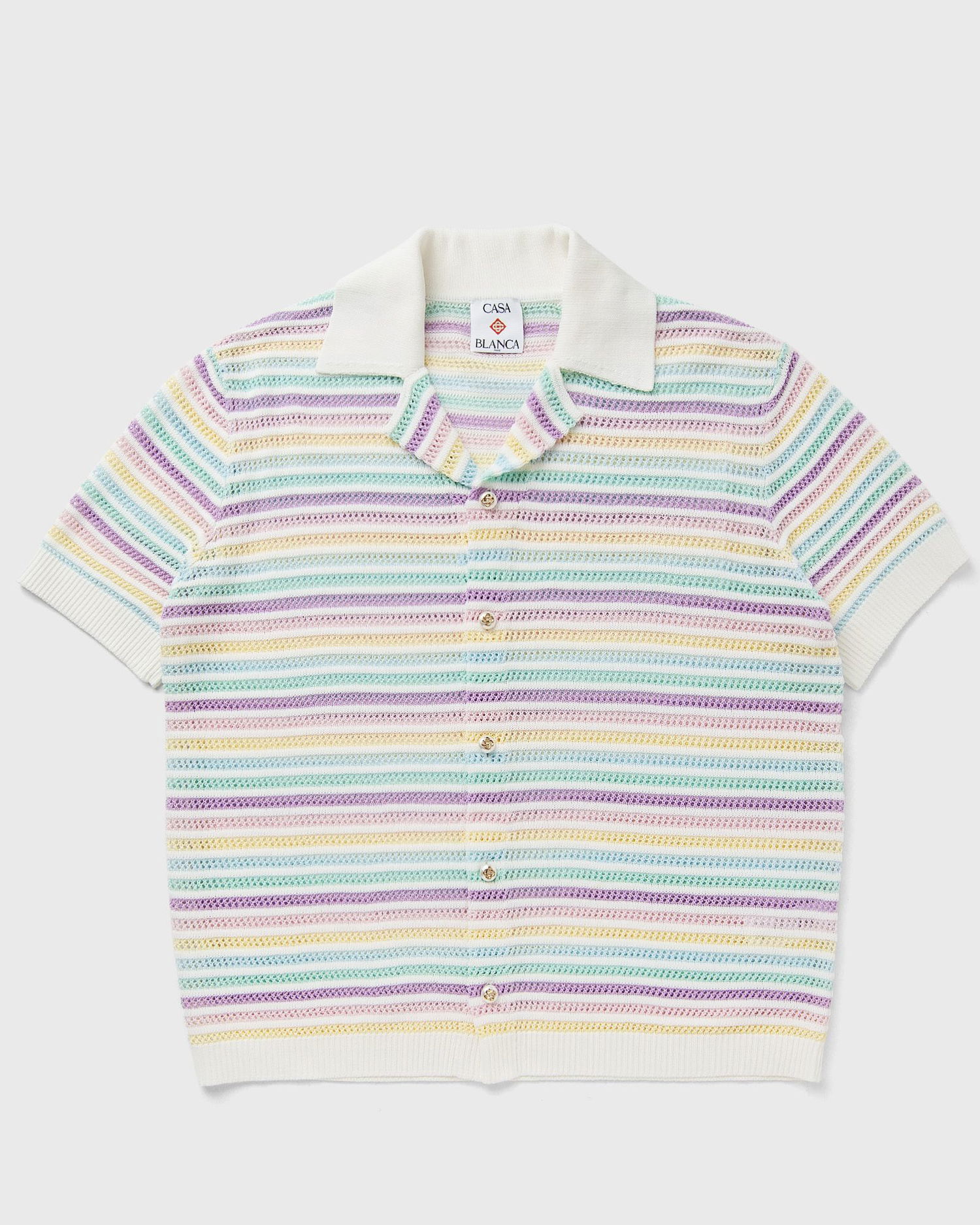 Поло тениска Casablanca Crochet Knit Striped Polo Shirt Многоцветен | M-AW25-KW-1097-01, 0