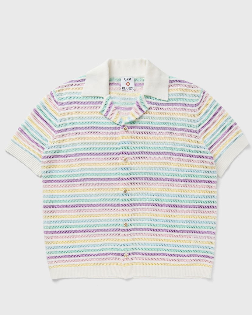 Поло тениска Casablanca Crochet Knit Striped Polo Shirt Многоцветен | M-AW25-KW-1097-01