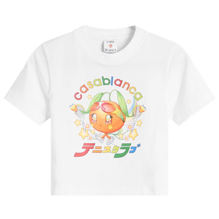 Тениска Casablanca Casablanca Mascot Cropped T-Shirt, Size X-Small Бяло | W-AW25-JTS-009-02