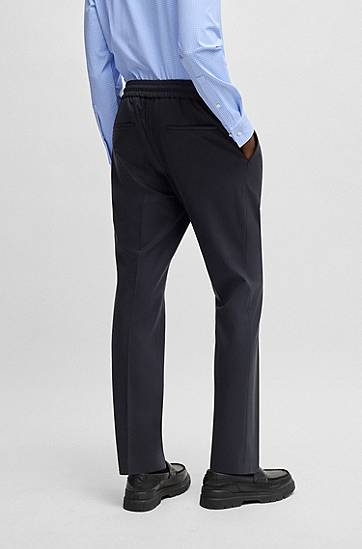 Панталони BOSS Slim-Fit Wool-Blend Trousers Тъмно синьо | 50541057, 1