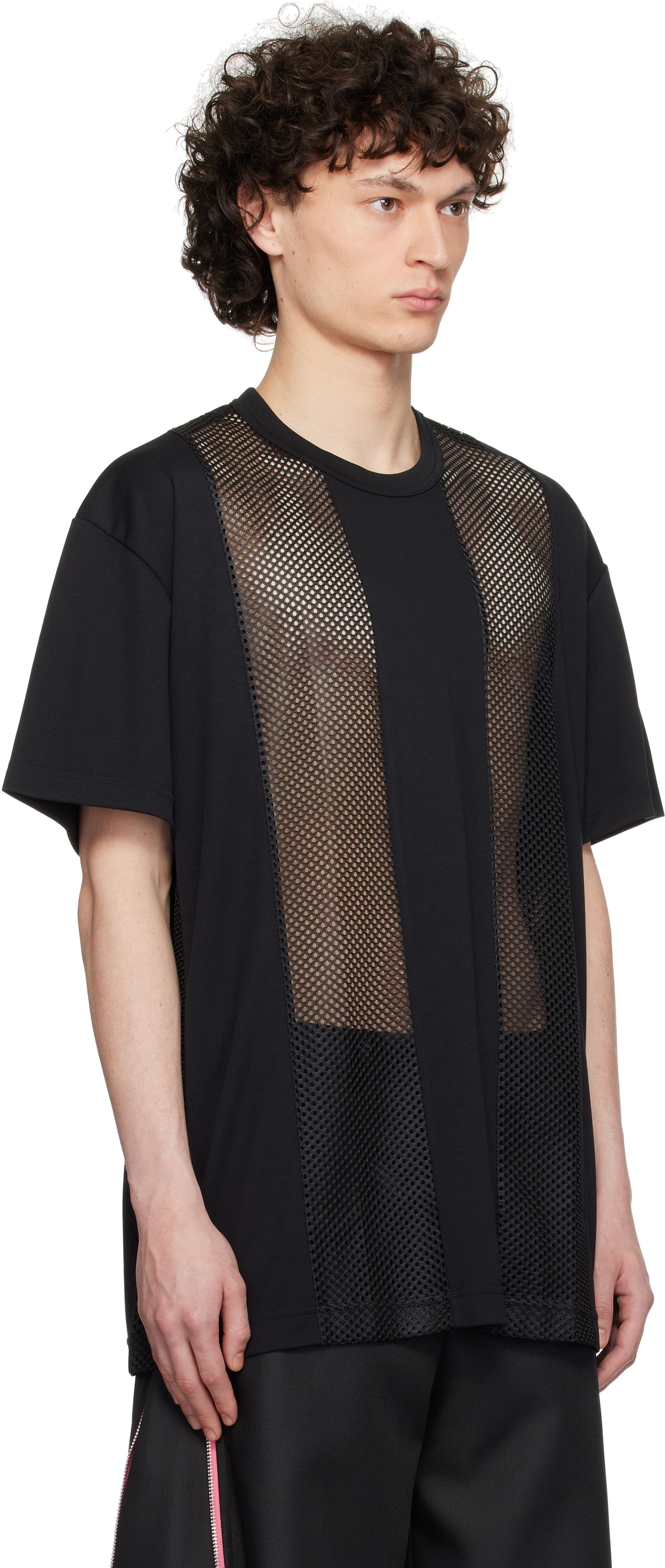 Тениска Comme des Garçons Homme Plus Polyester Piqué and Mesh T-Shirt Черно | PO-T016-051, 1