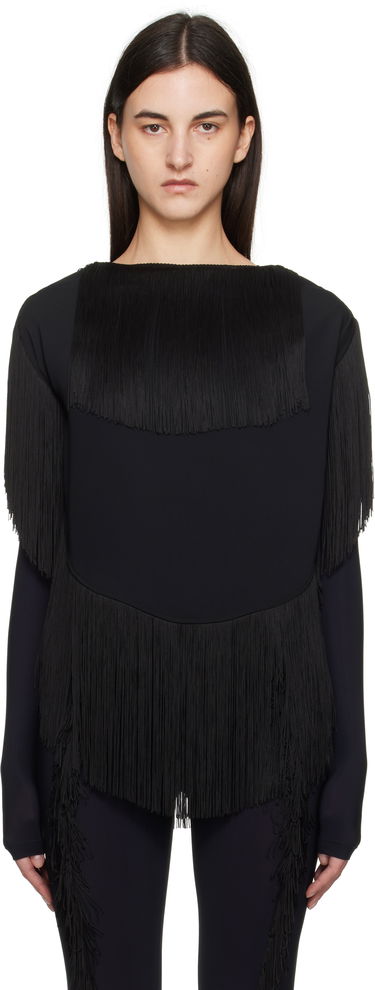 Пуловер Maison Margiela MM6 Maison Margiela Fluid Fringe Blouse Черно | S52NC0351 S37977, 0