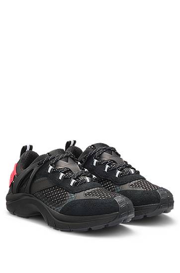 Облекло BOSS Signature Mesh and Suede Trainers Черно | 50536259