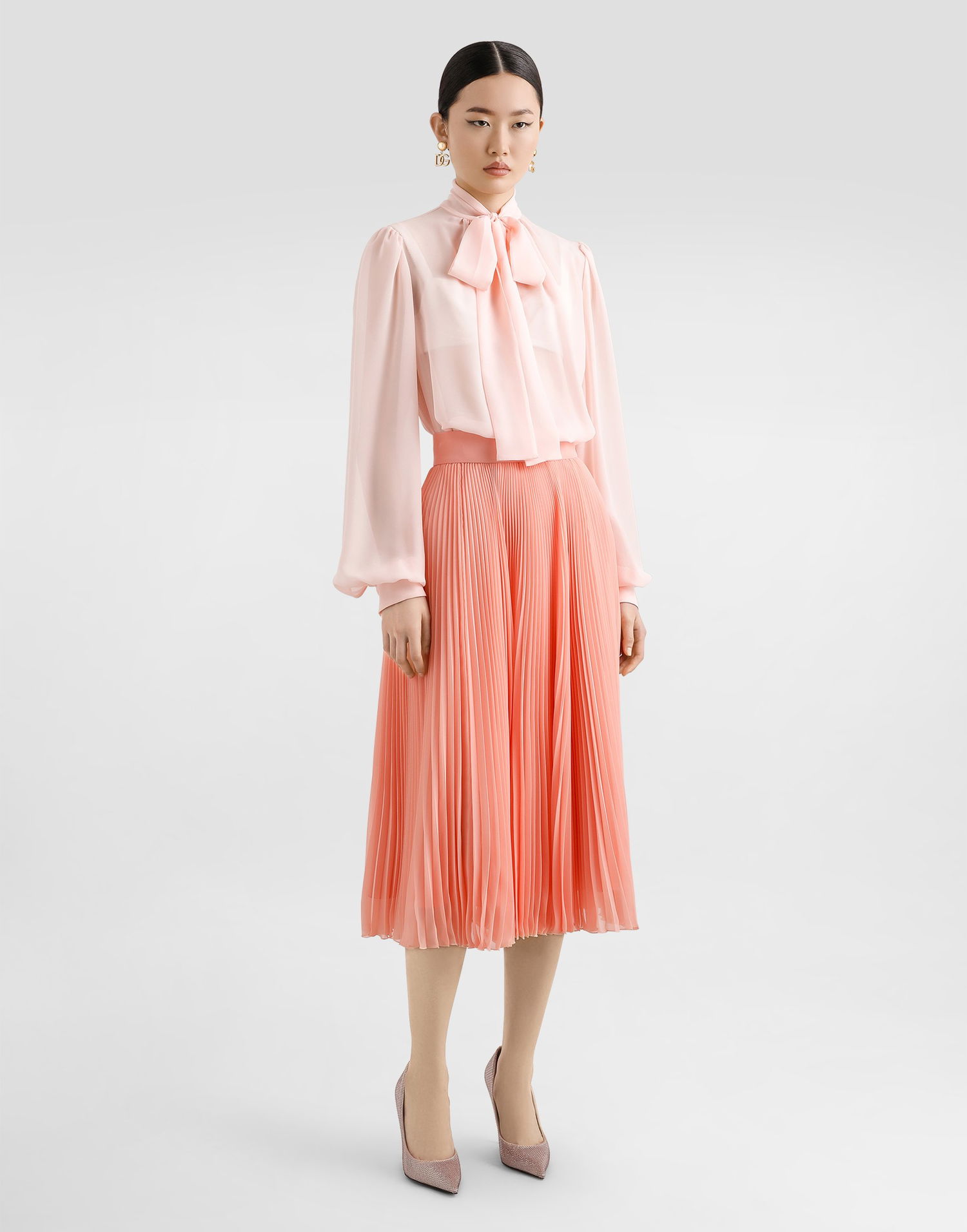Пола Dolce & Gabbana Dolce & Gabbana Long Pleated Chiffon Skirt Оранжево
 | F4C7PTFUSNWF0586, 1