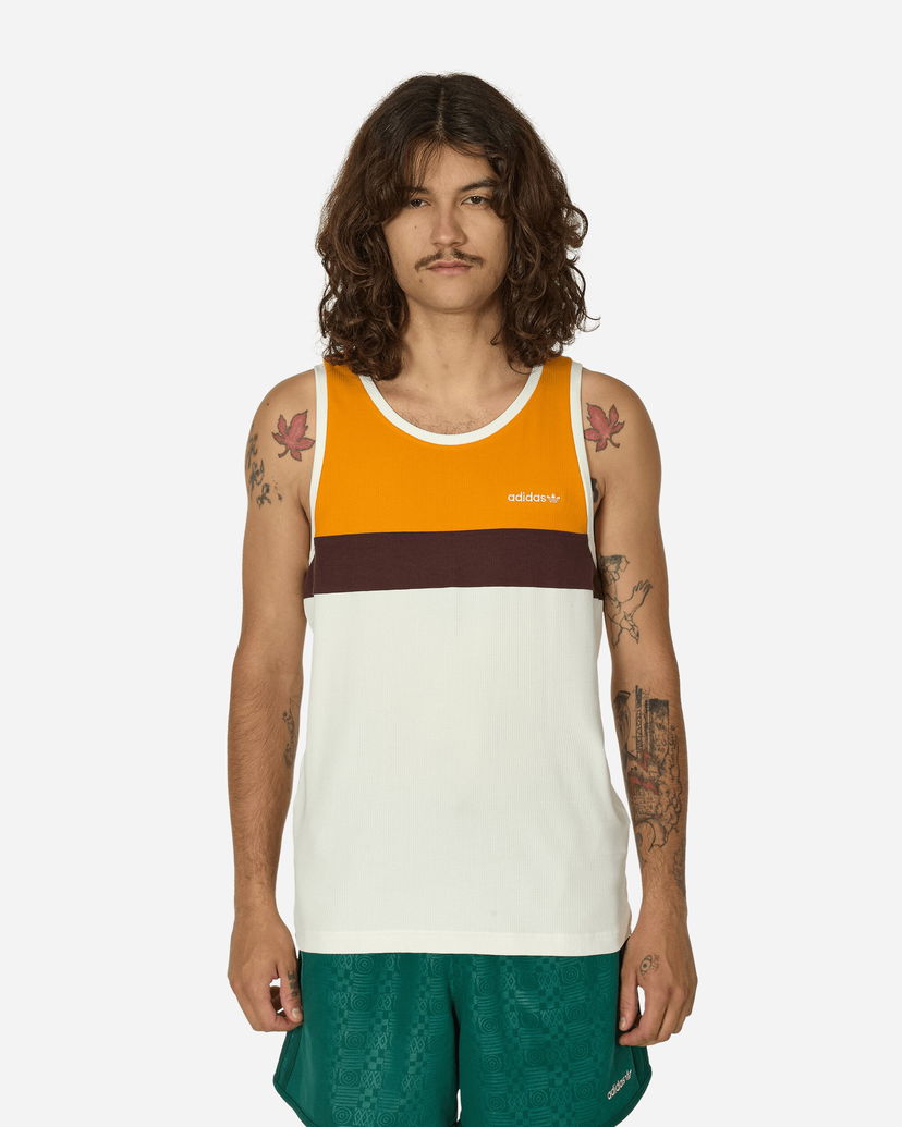 Потник adidas Originals 80s Rib Tank Top Off White / Orange / Brown Многоцветен | JC6526