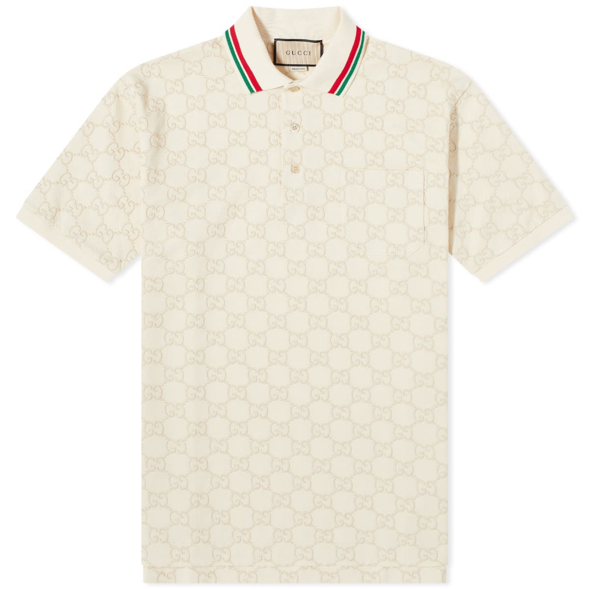 Поло тениска Gucci GG Jacquard Tipped Polo Bone Бежово | 753572-XJFUG-9037, 0