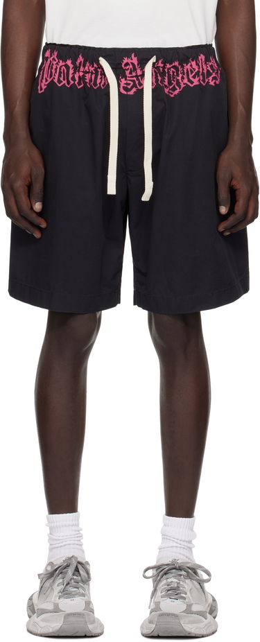 Къси панталони Palm Angels Waist Logo Print Shorts Черно | PMCB051S25FAB0011032, 0