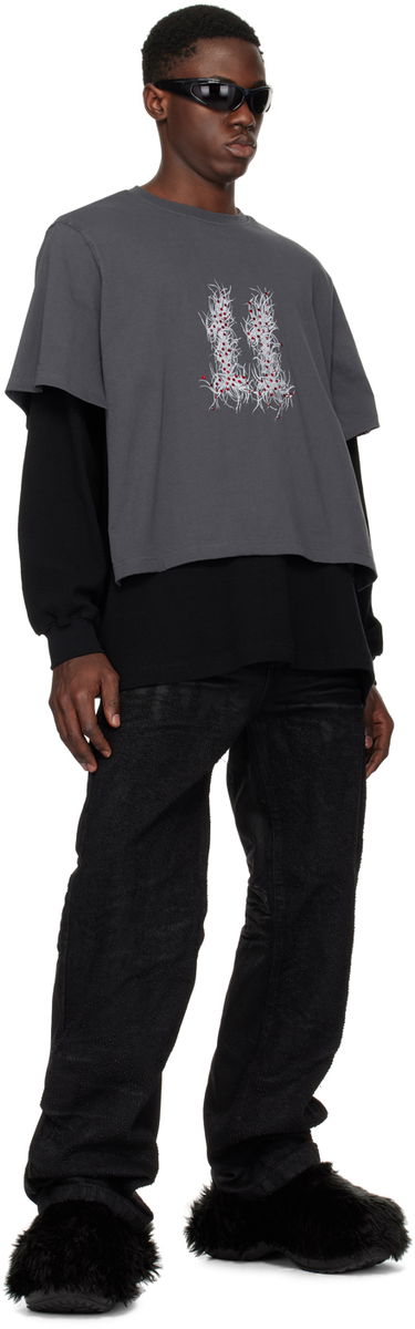 Тениска We11done We11done Layered Long Sleeve Graphic T-Shirt Сиво | WD-TT1-24-850-U-GY, 3