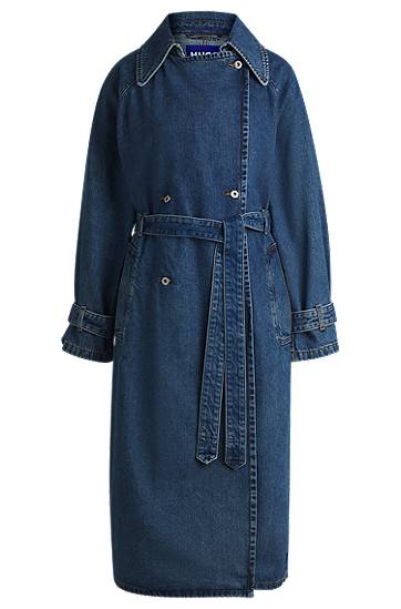 Тренчкот BOSS Double-Breasted Denim Trench Coat Синьо | 50532056