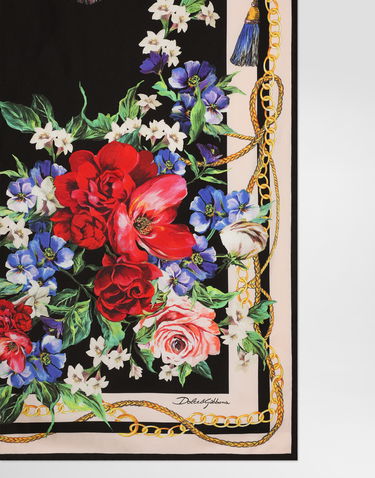 Шал Dolce & Gabbana Dolce & Gabbana Floral-Print Silk Twill Square Scarf Многоцветен | FN092RGDC5JHN5QG, 3
