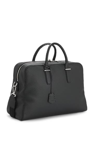 Чанта за пътуване BOSS Grained Leather Holdall with Logo Keyholder Черно | 50548231, 1