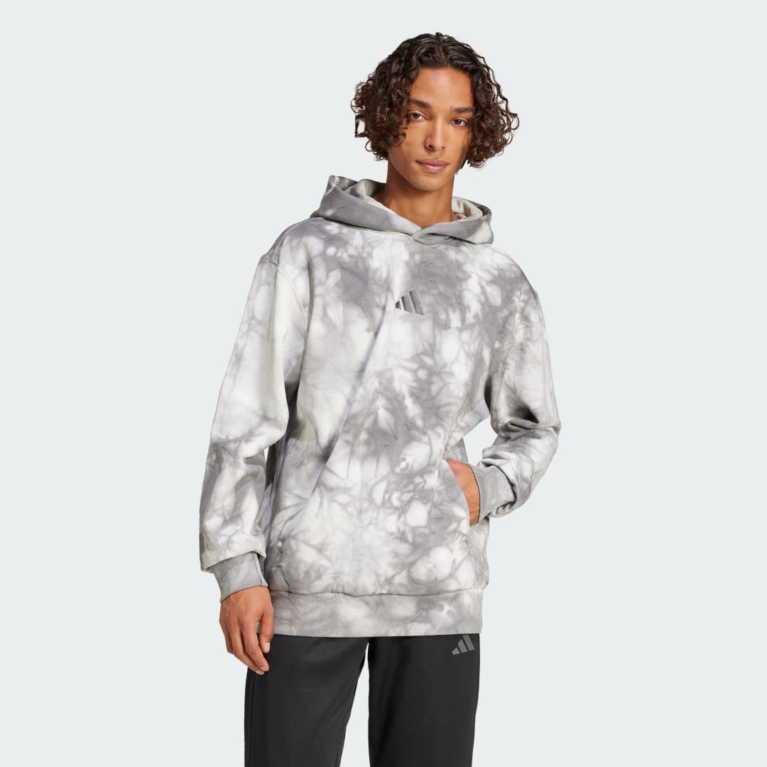 Суитчър adidas Performance ALL SZN Fleece Washed Tie-Dye Hoodie Сиво | IX1257, 0