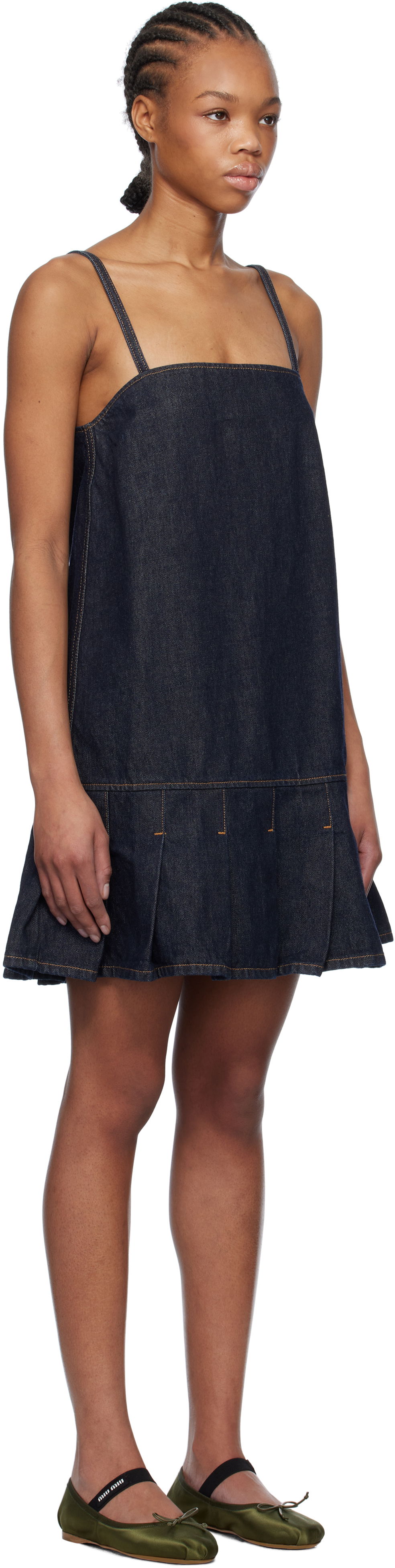 Pокля GANNI GANNI Denim Pleated Mini Dress Синьо | J1622, 1