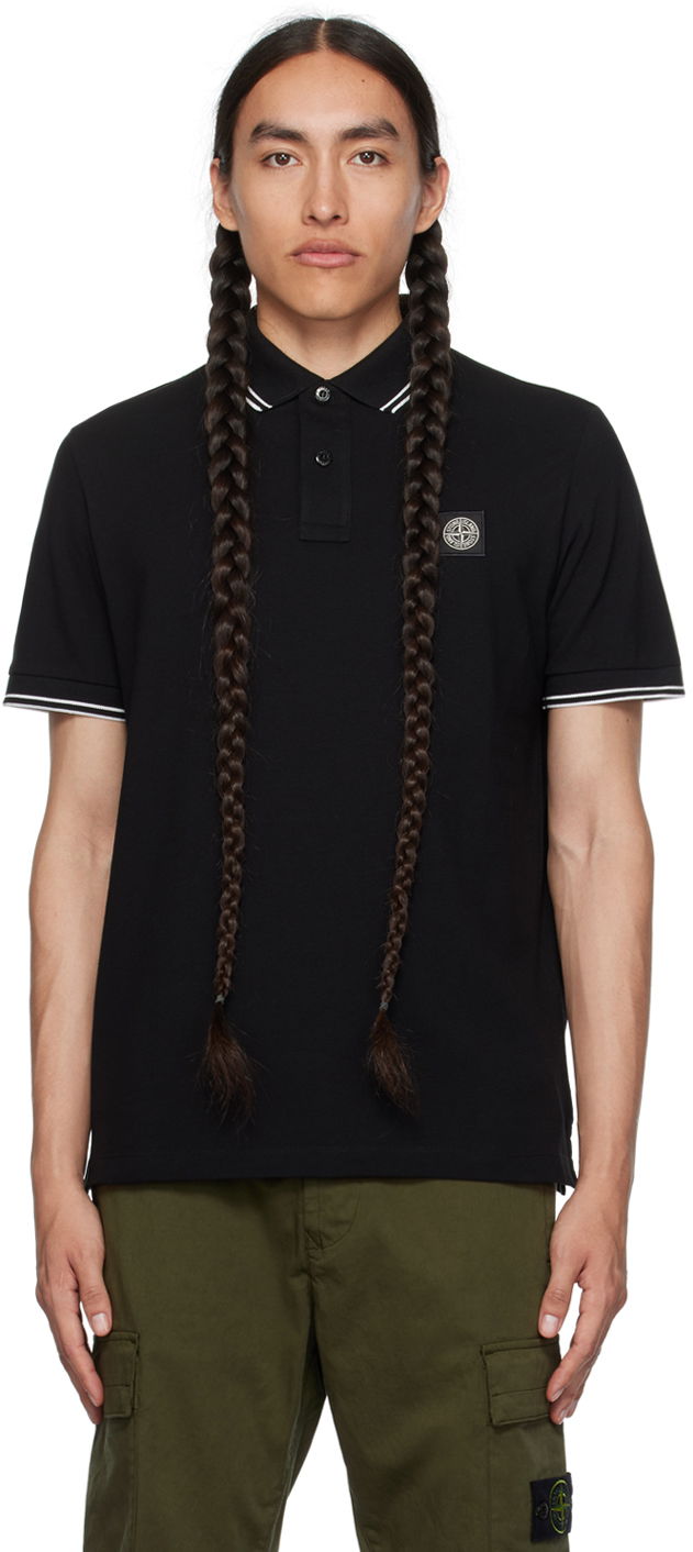 Поло тениска Stone Island Stripe Polo Черно | 79152SC18, 0