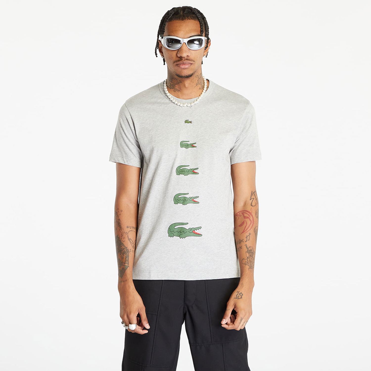 Тениска Comme des Garçons Lacoste x SHIRT Knit T-Shirt Сиво | FL-T011 Top Grey, 0