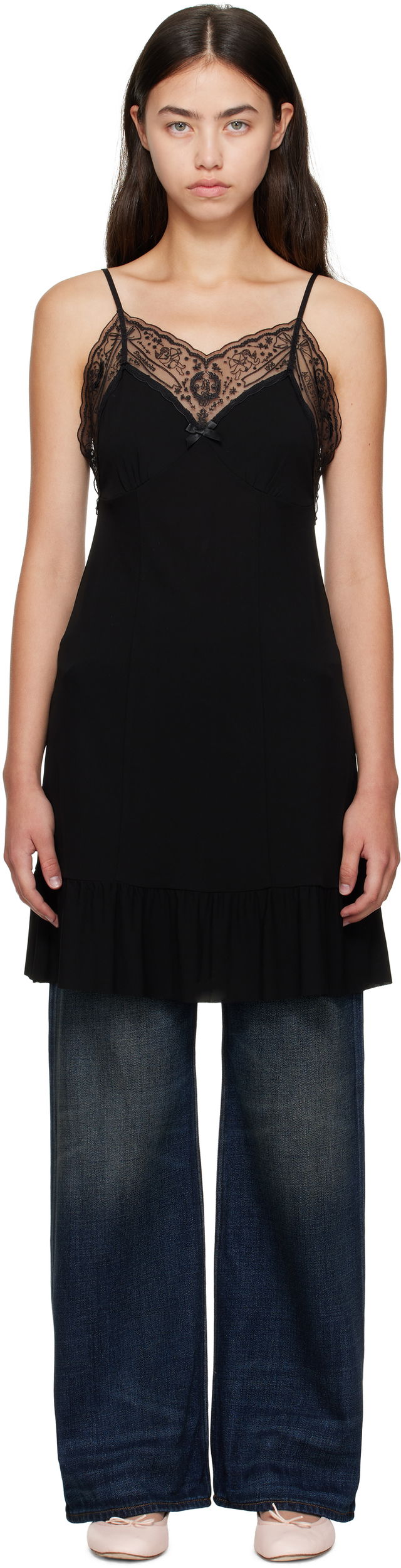 Lace-Trim Strap Minidress