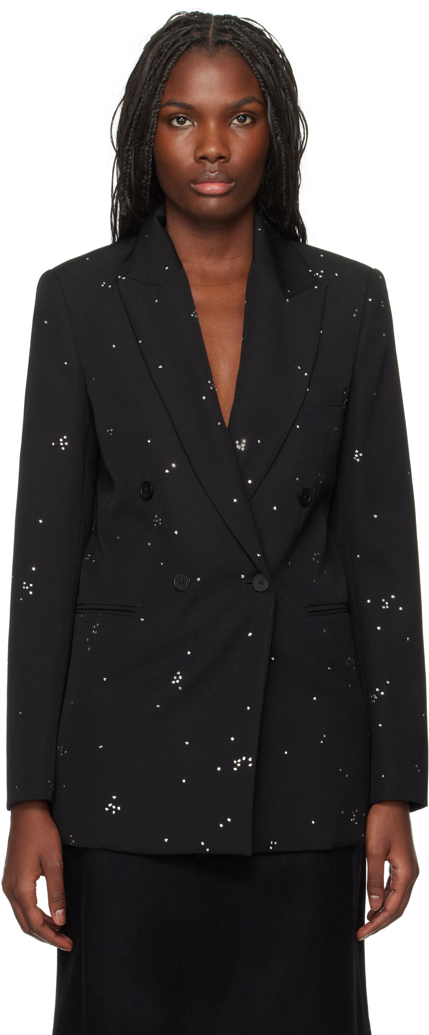 Яке LANVIN Embroidered Double-Breasted Blazer Черно | RW-JA9003-5576-P24, 0