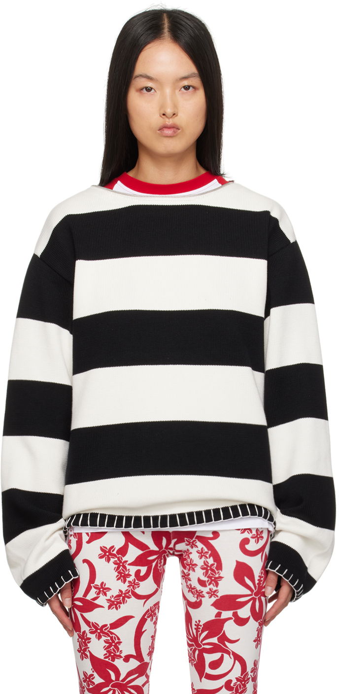 Пуловер Charles Jeffrey Loverboy Striped Sweater Бяло | 42090202