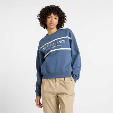 Суитчър New Balance Athletics Crew Sweatshirt Синьо | WT51923-VTI, 1