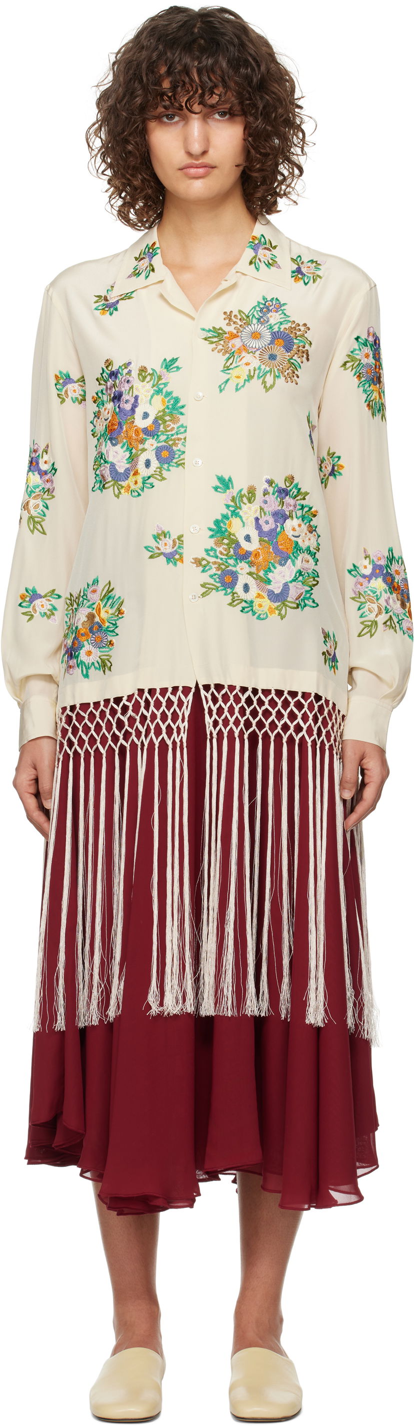 Риза Bode Flower Language Embroidered Shirt Бяло | MRF24SH034