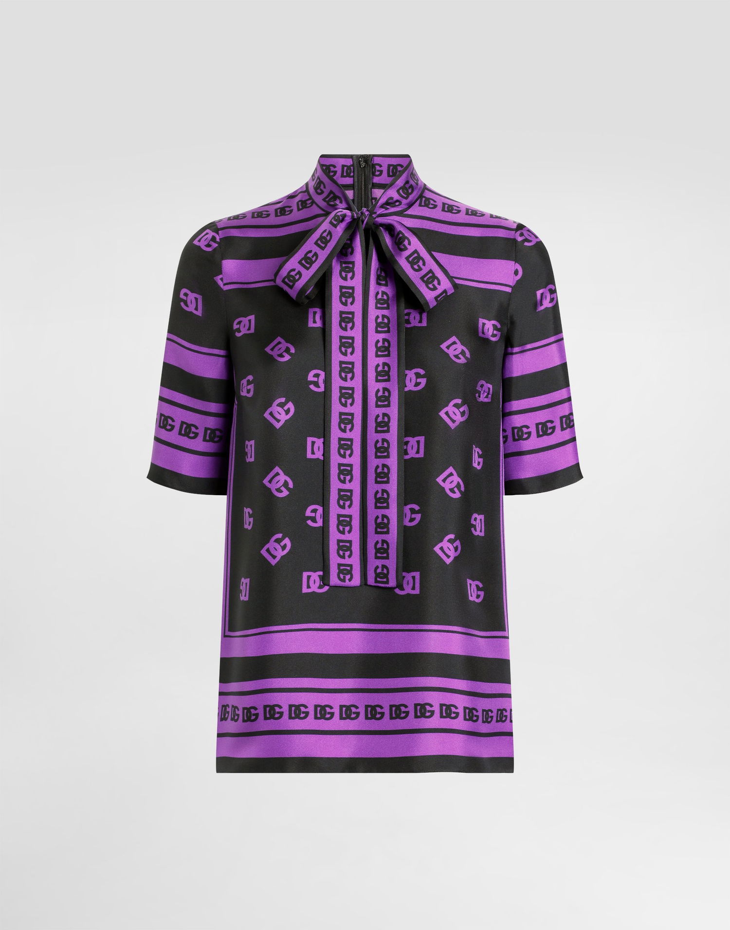 Риза Dolce & Gabbana Dg Logo All-over Print Silk Top Многоцветен | F7AO0THI1Z7HN9BP, 0