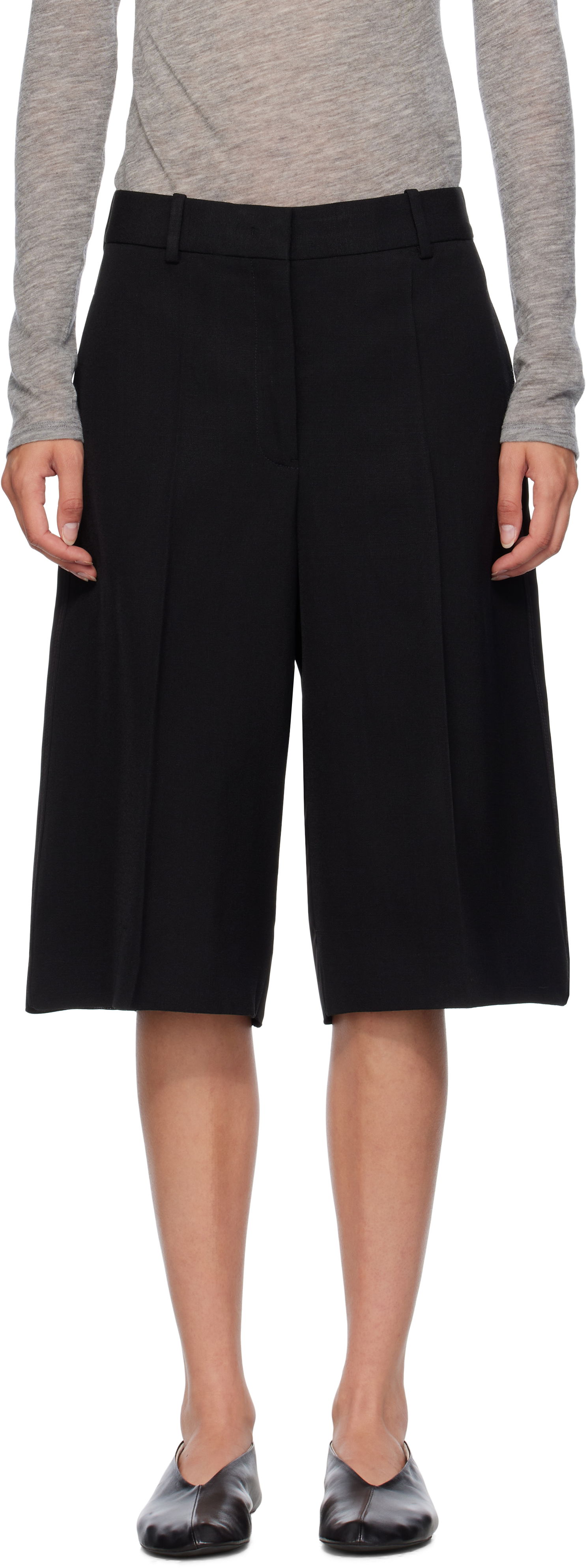 Къси панталони Jil Sander Jil Sander Viscose Silk Blend Straight Shorts Черно | J01KA0189_J65005, 0