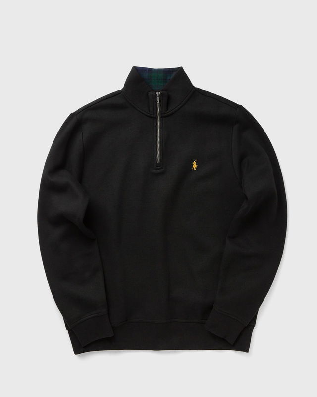 Quarter-Zip Stand-Up Collar Sweatshirt with Plaid Lining