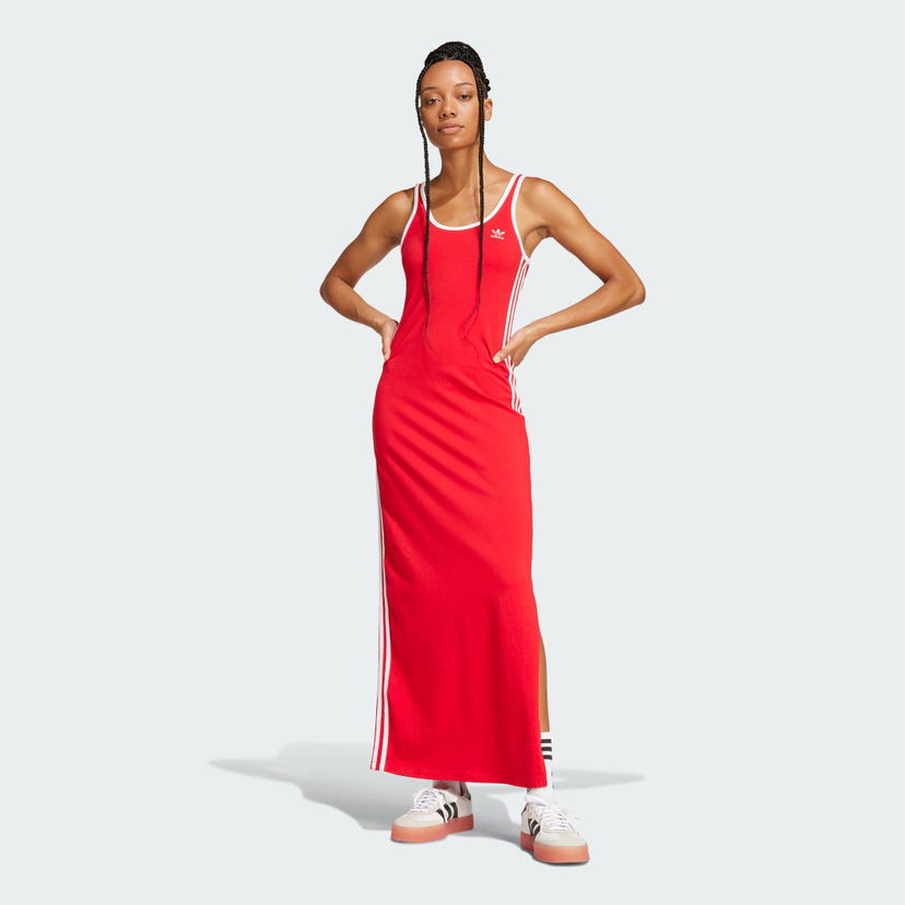 Pокля adidas Performance 3-Stripes Tank Maxi Dress Червено | JD4620