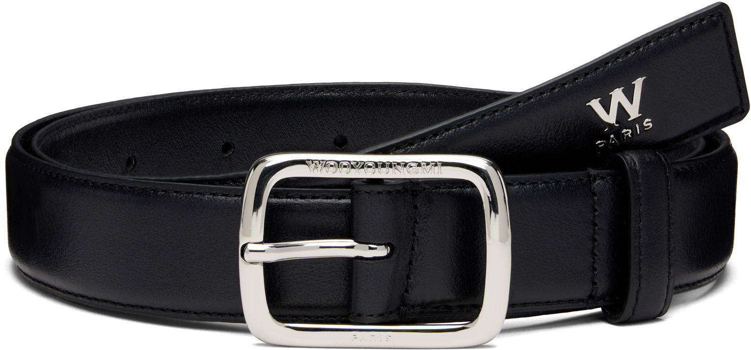Колани WOOYOUNGMI WOOYOUNGMI Small Logo Leather Belt Черно | W253BE01, 0