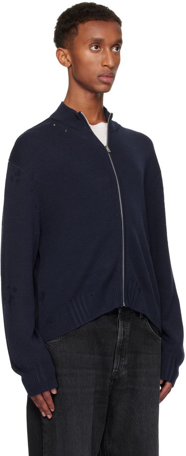 Пуловер Acne Studios Acne Studios Distressed Zip Cardigan Тъмно синьо | B60334-, 1
