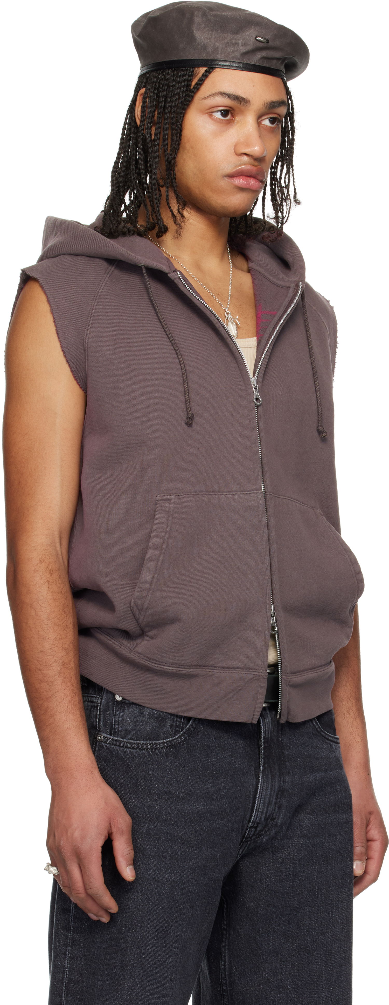 Суитчър OUR LEGACY Our Legacy Motor Sleeveless Zip-Up Hoodie Лилаво | M2256MF, 1