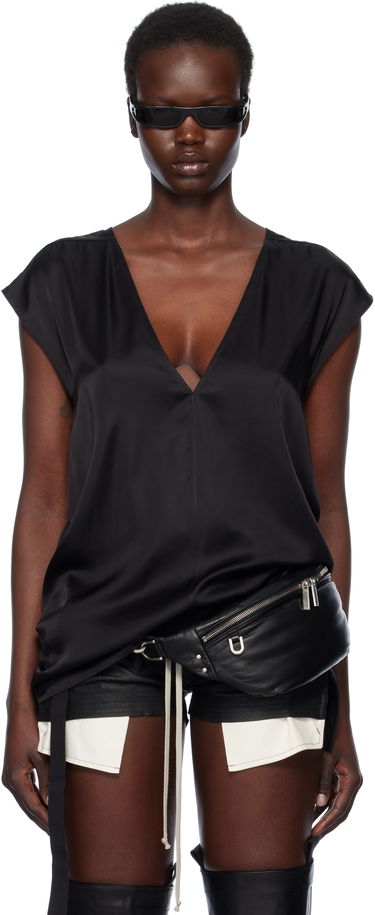 Потник Rick Owens Rick Owens Hollywood Dylan Silk T-Shirt Черно | RP01E7118 SCH, 0