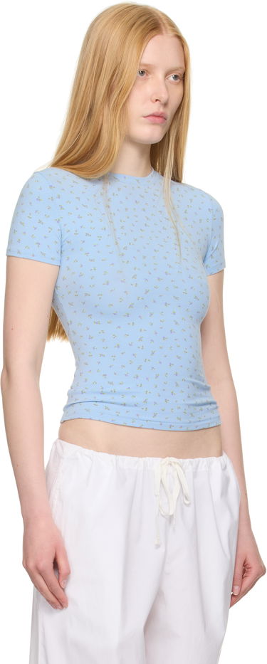 Тениска SKIMS SKIMS Cotton Jersey T-Shirt with Floral Print Синьо | SS-STT-9004W, 1