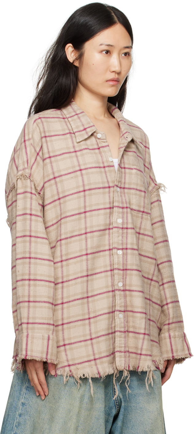 Риза R13 R13 Shredded Seam Shirt Бежово | R13WR075 R387B, 1