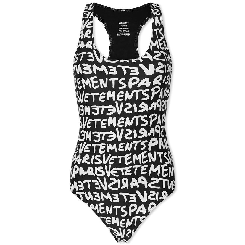 Бански VETEMENTS Graffiti Monogram Swimsuit Черно | WE64SW200B