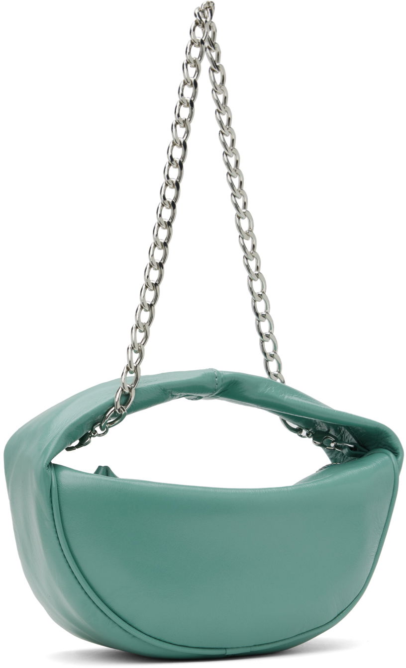 Чанта през рамо BY FAR BY FAR Cush Cadet Creased Leather Shoulder Bag Зелено | MWBTH014LL002BL052PL, 1