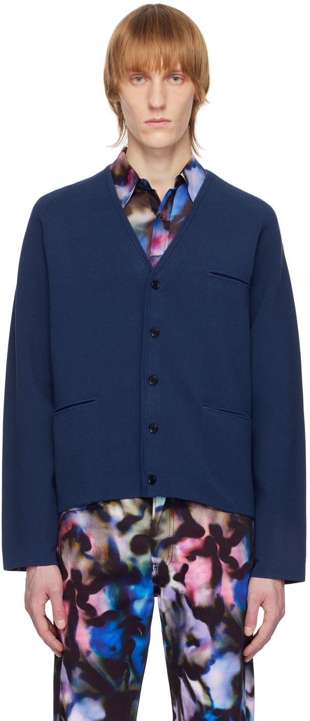 Пуловер Dries Van Noten V-Neck Buttoned Cardigan Синьо | 231-021201-6700, 0