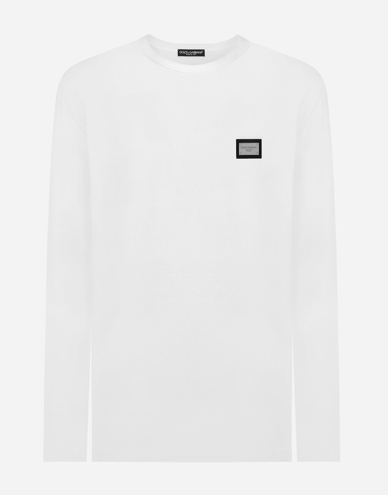 Тениска Dolce & Gabbana Long-sleeved T-shirt With Logo Tag Бяло | G8PV0TG7F2IW0800, 0