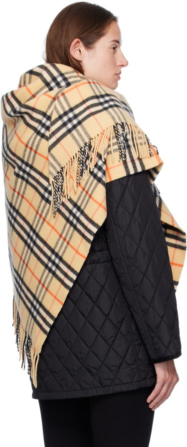 Шал Burberry Burberry Check Wool Cashmere Cape Бежово | 8113128, 2