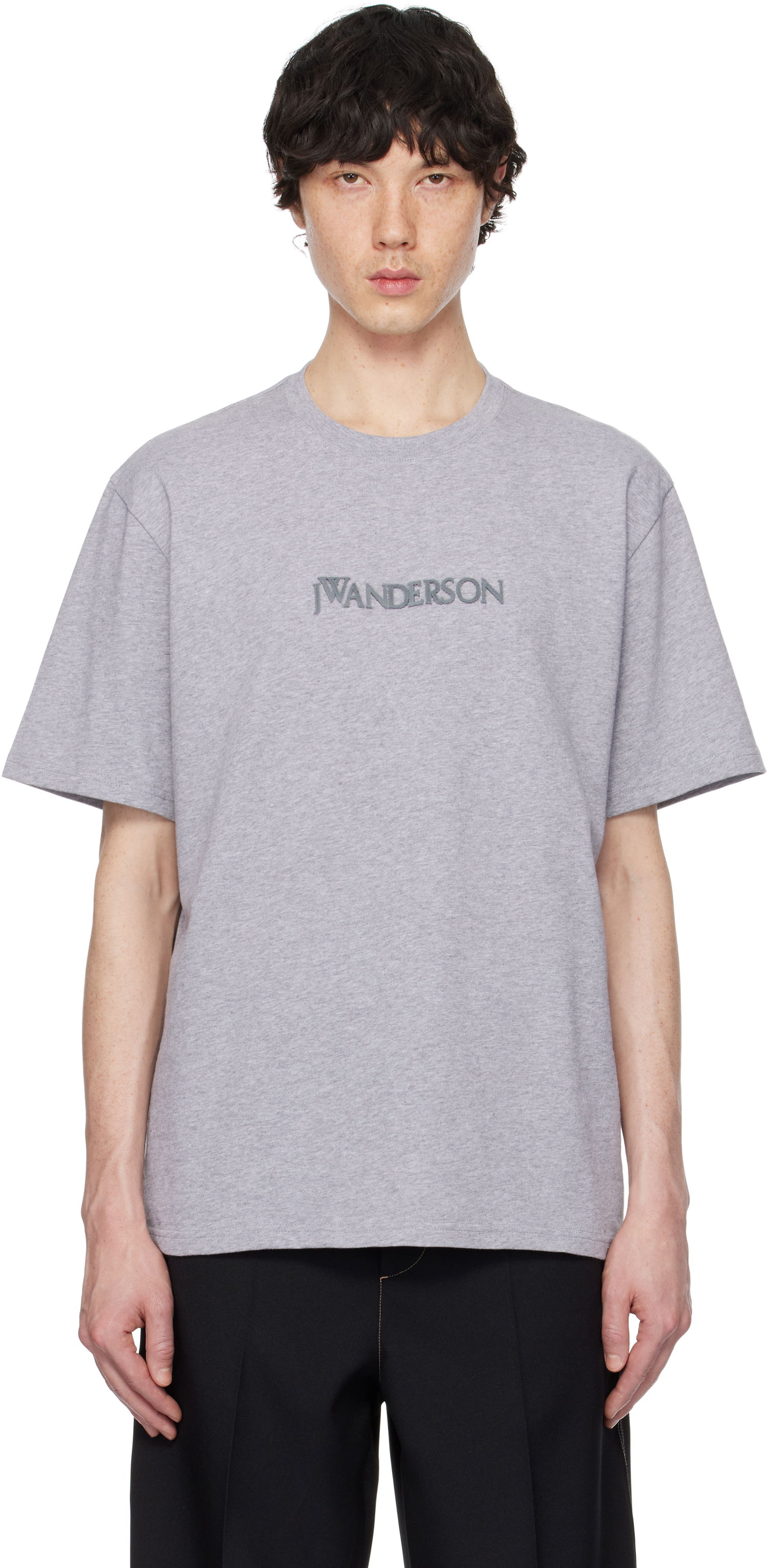 Тениска JW Anderson JW Anderson Logo Embroidery T-Shirt Сиво | JT0258-PG1510, 0