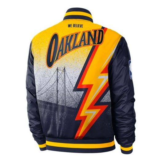 Яке бомбър Nike Golden State Warriors Courtside Fleeced Baseball Jacket Синьо | CN1439-419