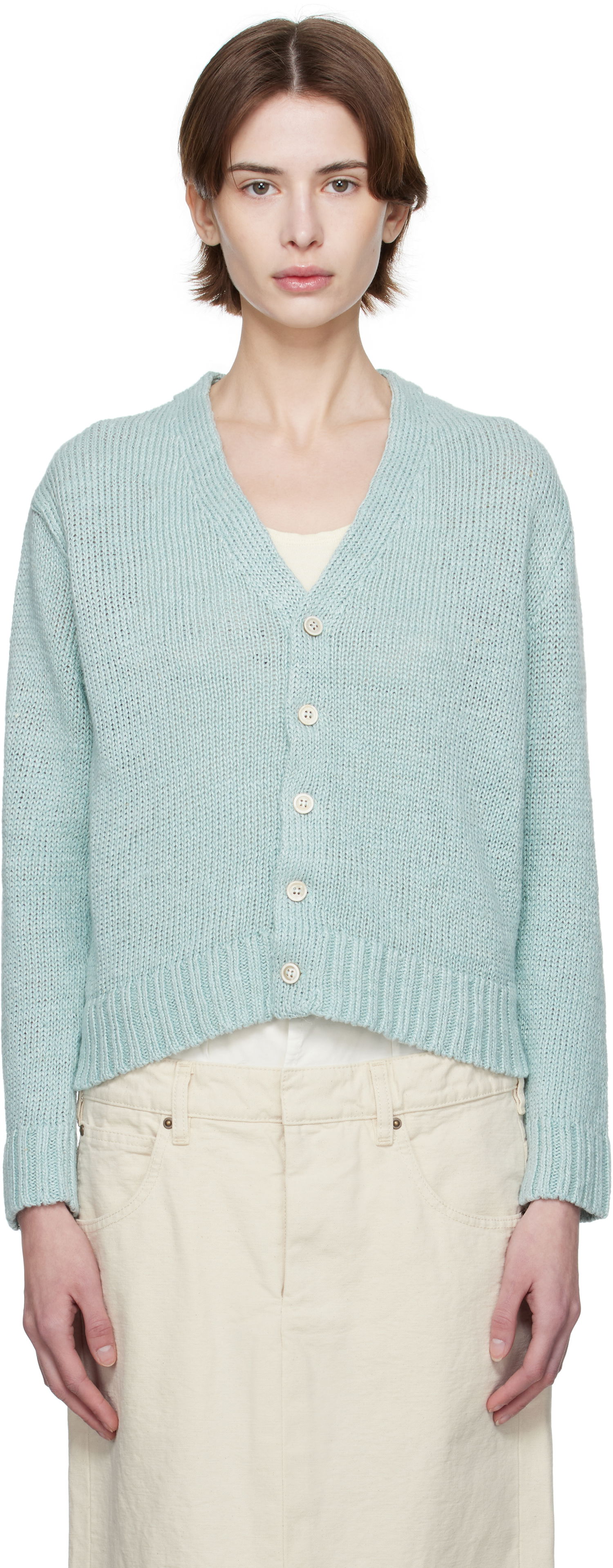 Пуловер Maison Margiela Maison Margiela Hemp Knit Cropped Cardigan Зелено | S51HP0017 M13100, 0