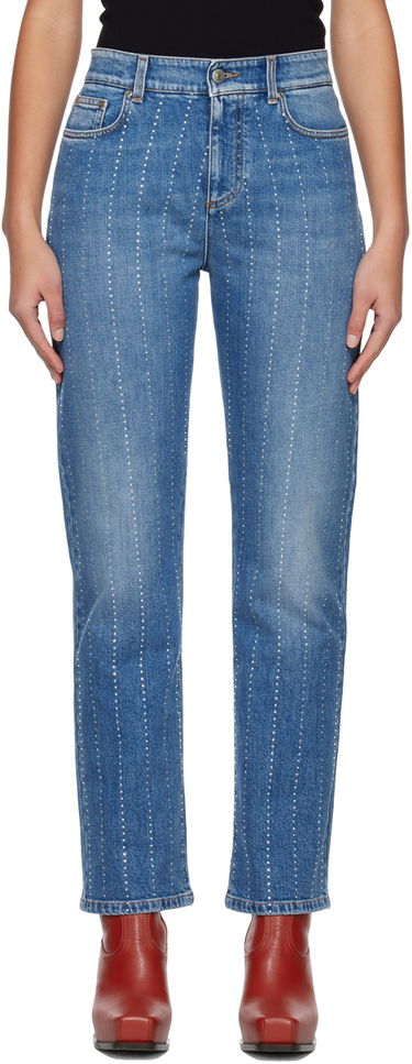 Дънки Stella McCartney Stella McCartney Embellished Straight-Leg Jeans Синьо | 6D00293SOH95, 0